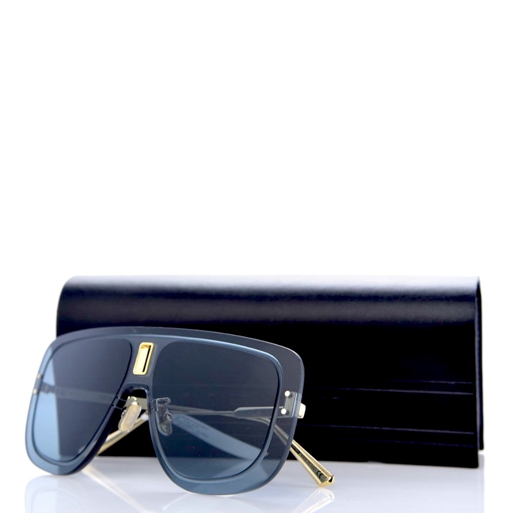 💯AUTH NEW ULTRADIOR MU Christian Dior Sunglasses & Case oversized Blue Gold - Picture 2 of 16